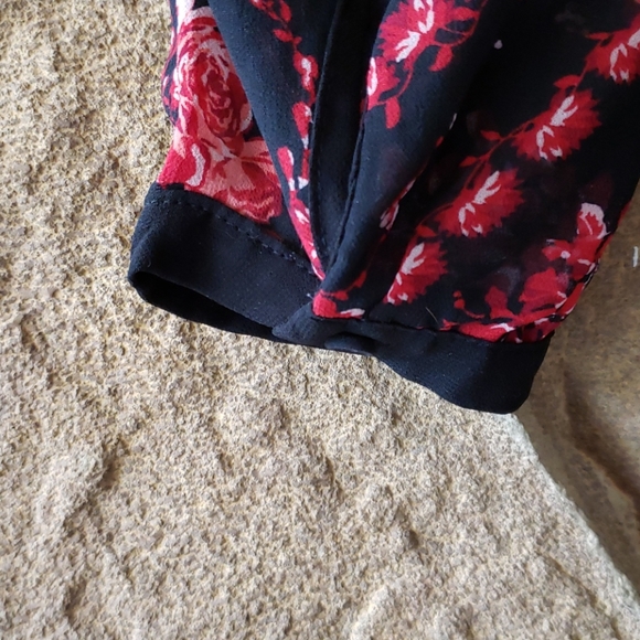 Forever 21 Black Sheer Blouse w/Red design - Picture 4 of 4